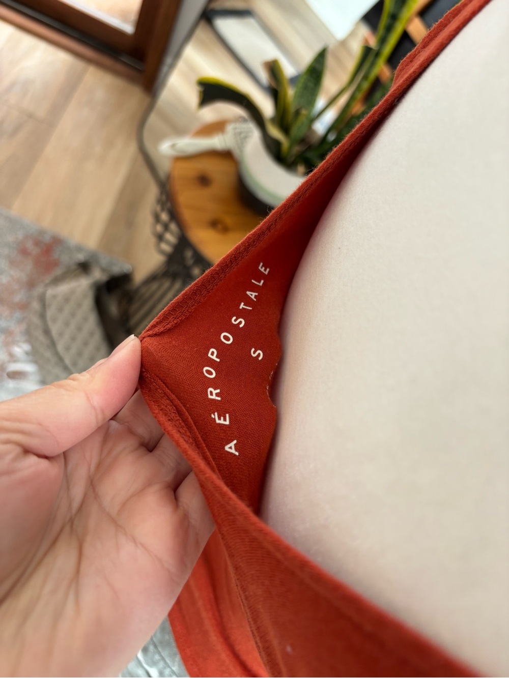 Rust Red orange Ruched Square Neck Tank Top - Picture 5 of 5